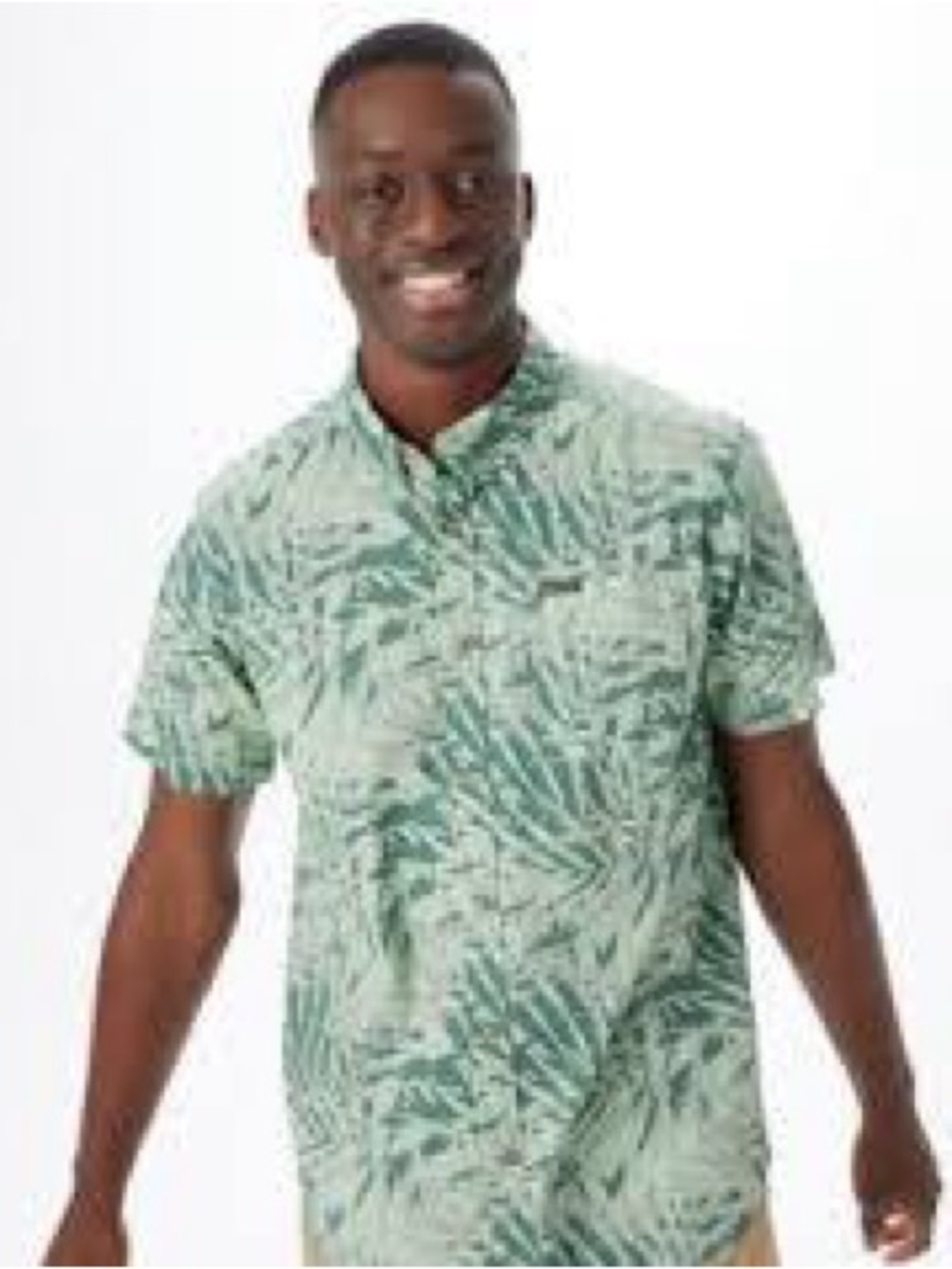 Columbia Button Up Shirt Mens Large Regular Fit Palm Print Outdoor Hiking Collar